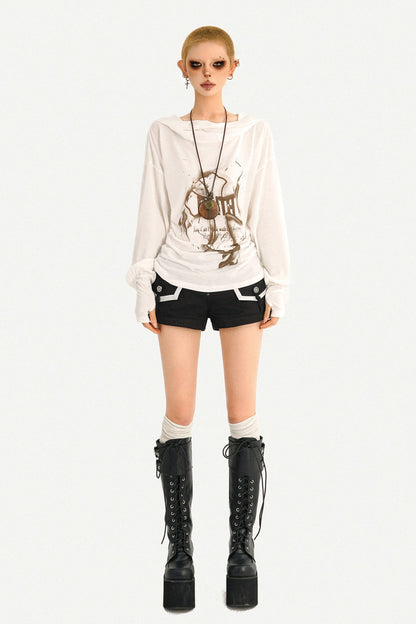 Wasteland Style Hooded Long Sleeve T-Shirt
