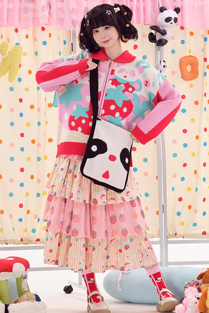 Double-Sided Knitted Panda Crossbody Bag