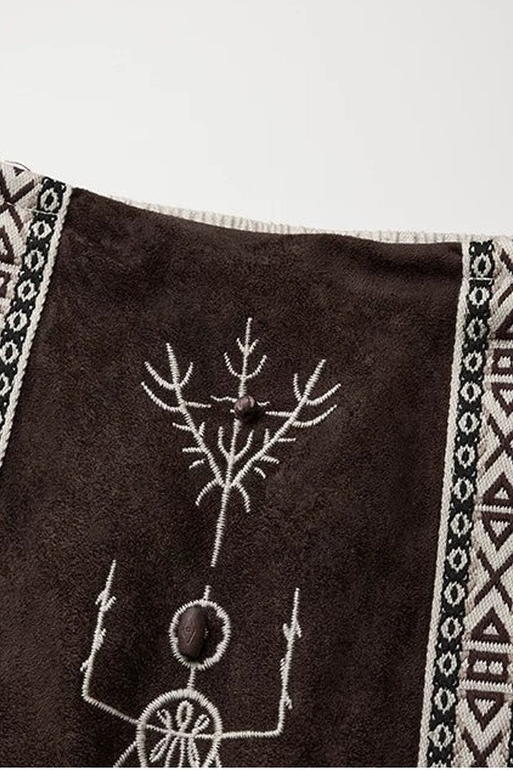Embroidered Suede Panel Skirt