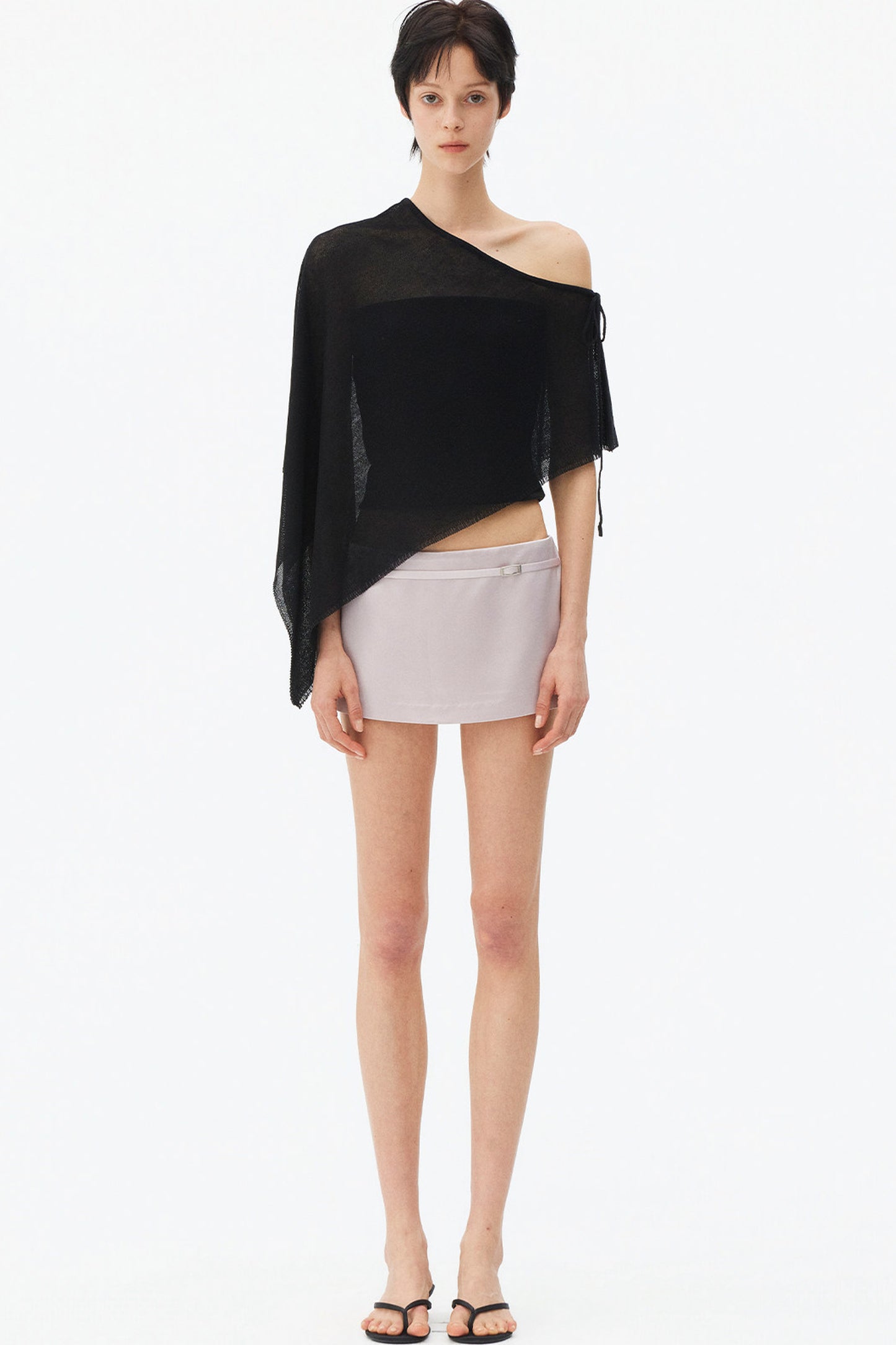 Irregular Linen Asymmetrical Cape Set-Up