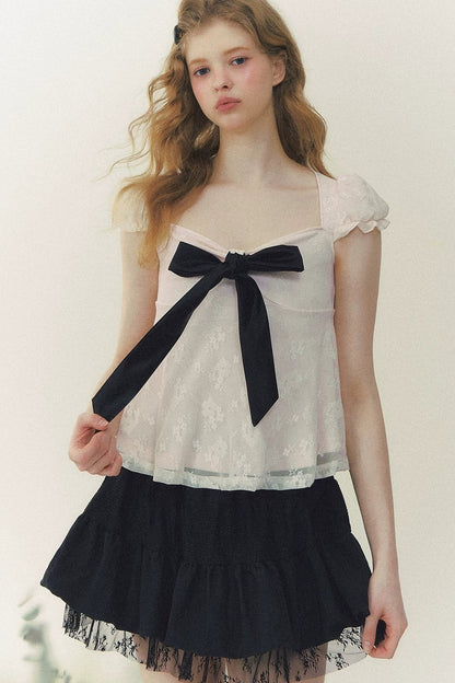 Summer Square Neck Bow Blouse