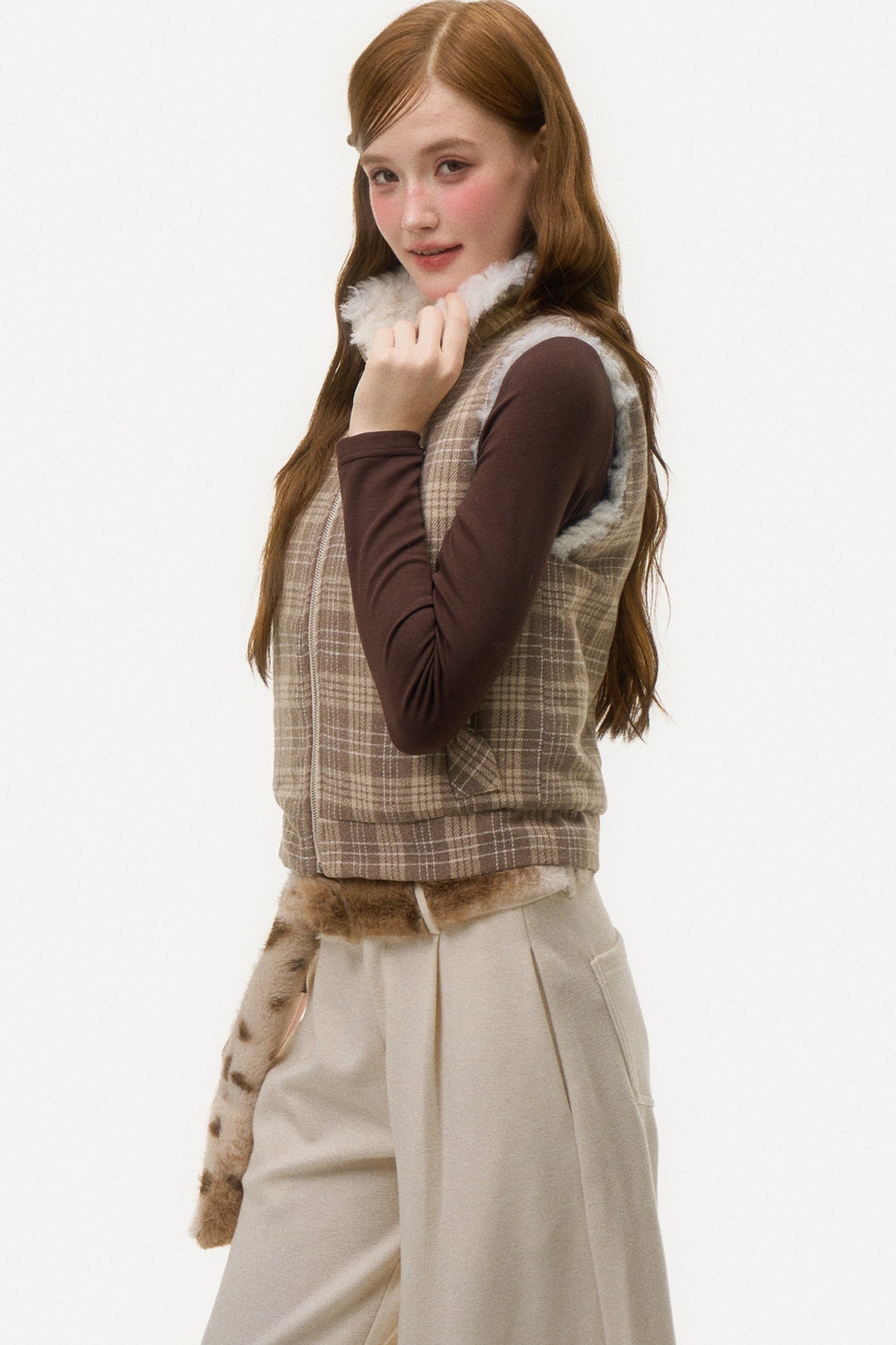 Reversible Plaid Sherpa Vest