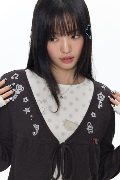 Snowflake Embroidered Cashmere Cardigan