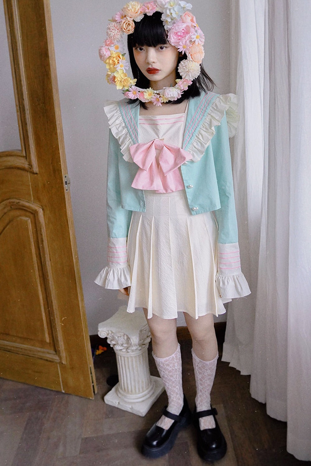 Cream Sailor Collar Jacket