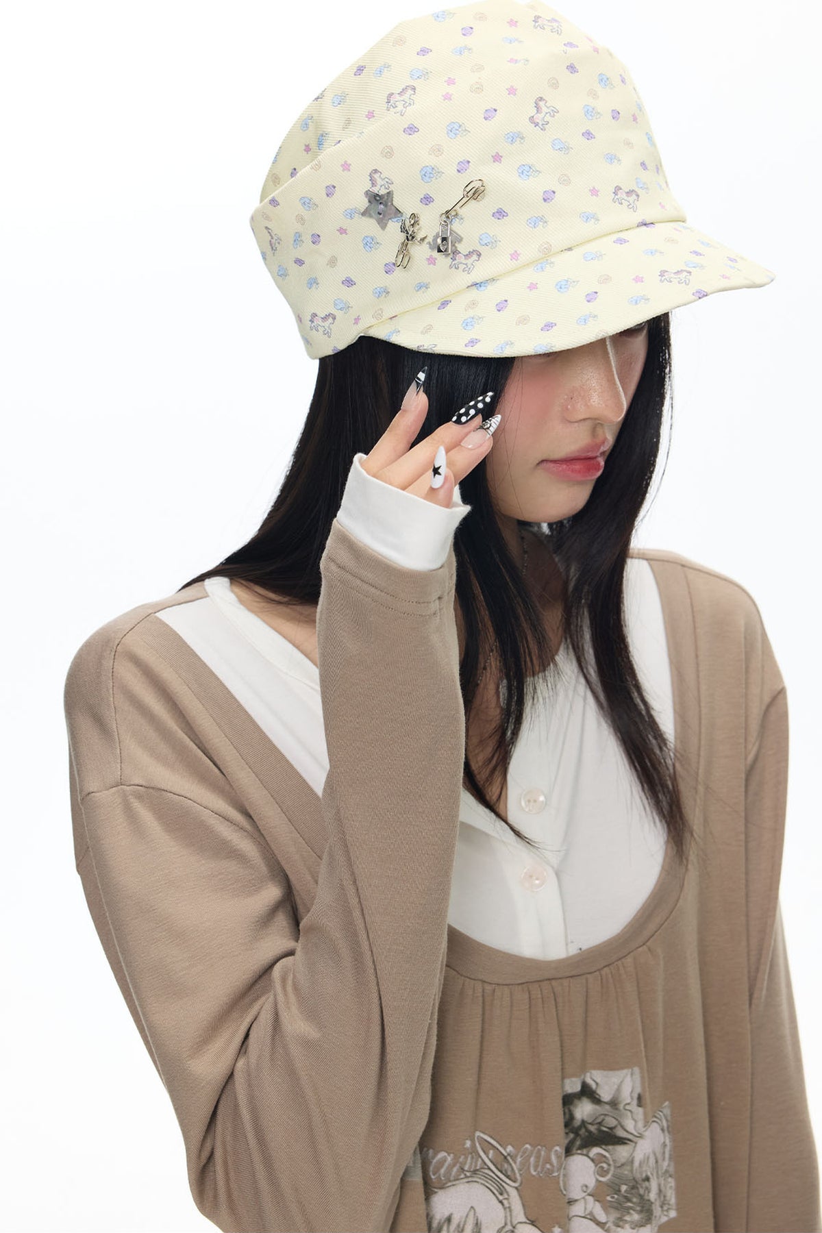Floral Denim Slouchy Cap