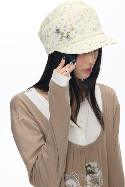 Floral Denim Slouchy Cap