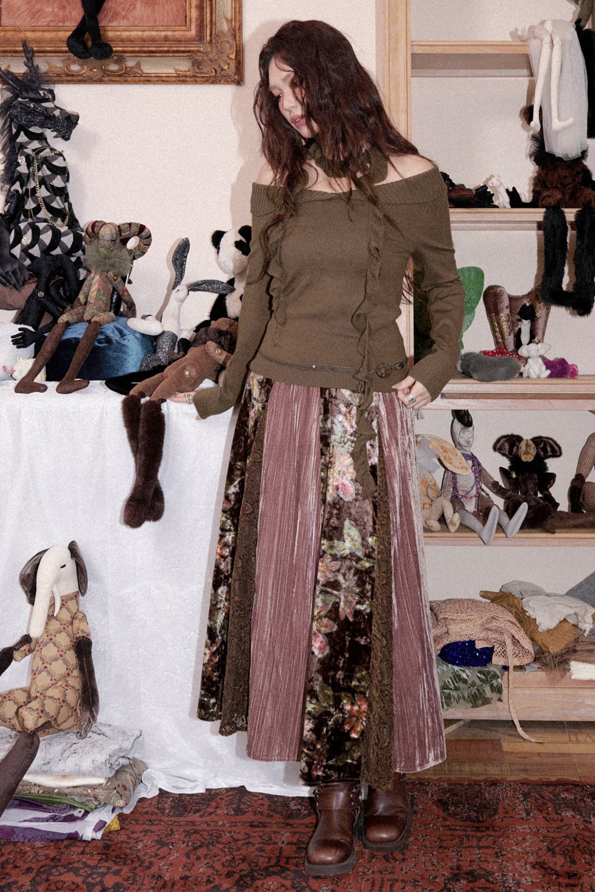 Velvet Lace A-Line Skirt