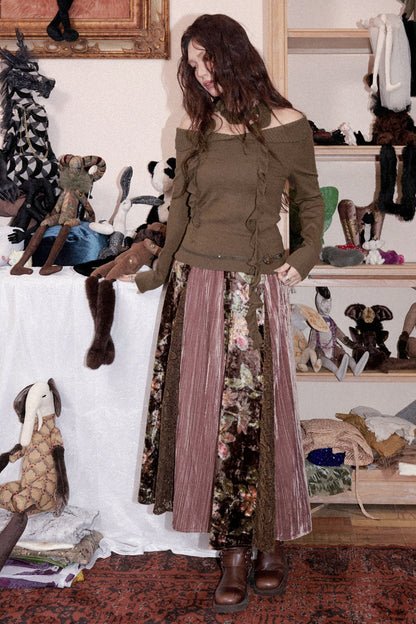 Velvet Lace A-Line Skirt