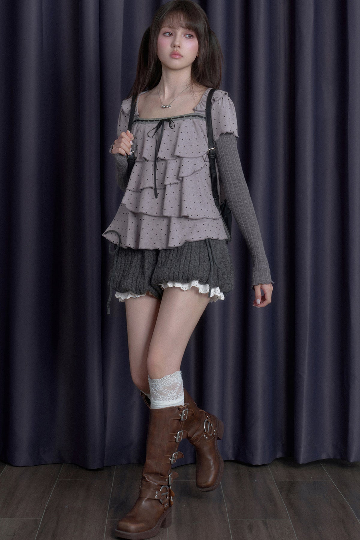 Soft Cable Knit Lantern Shorts