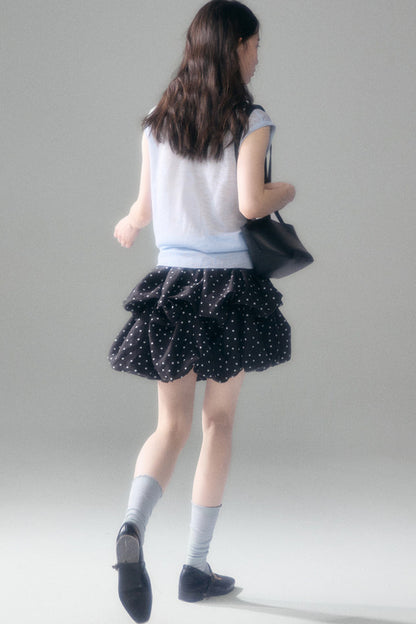 Retro Polka Dot Ruffle Cake Skirt