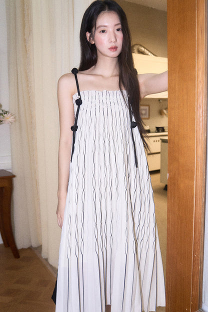 Handmade Rose Pleated Skirt Dress