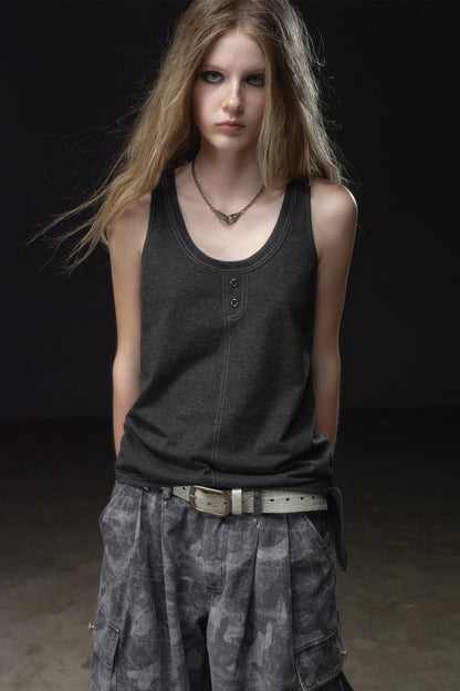 Lace-Up Contrast Punk Vest