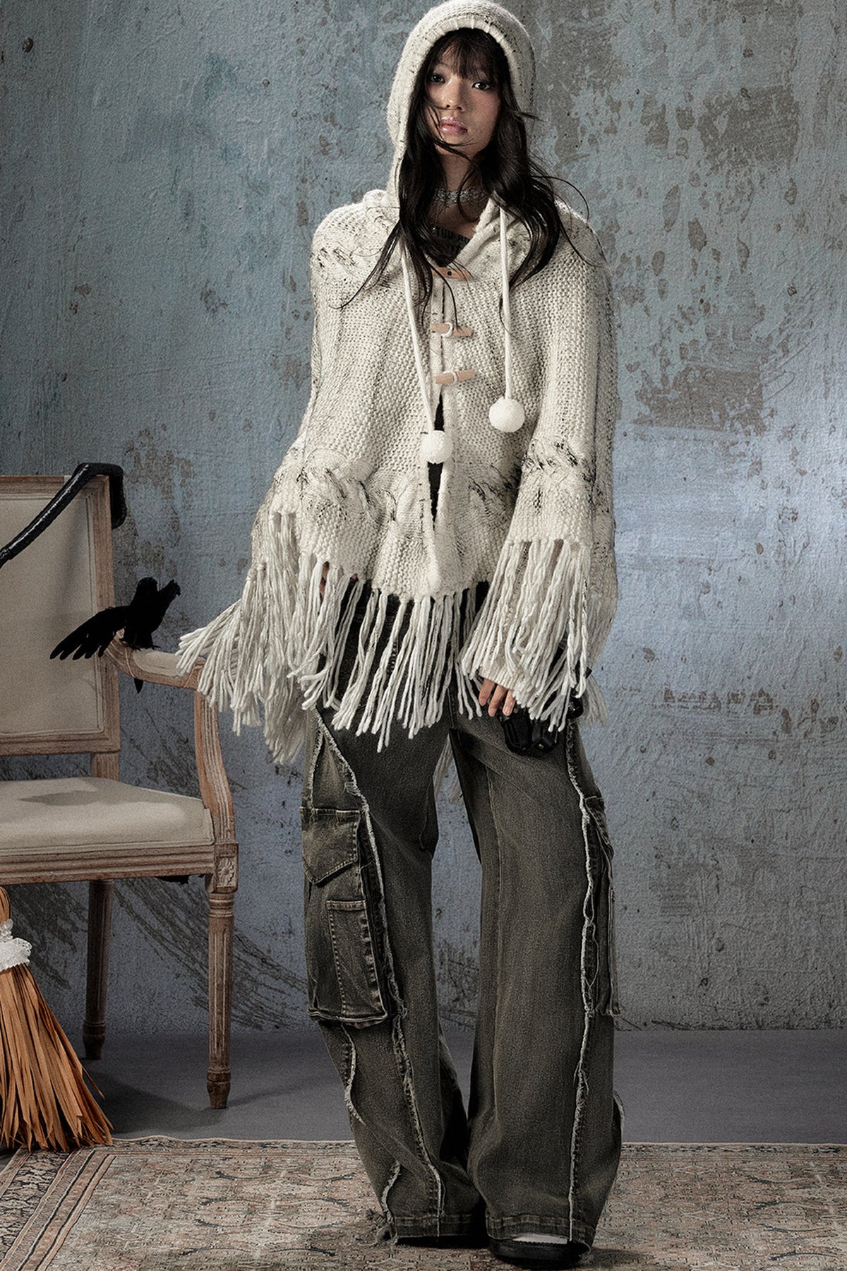 Knitted Hooded Cape
