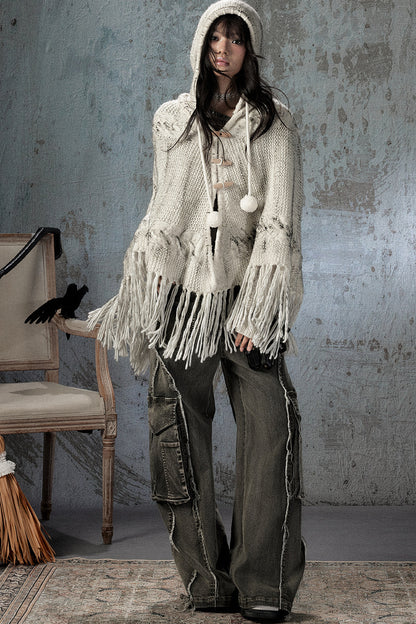 Knitted Hooded Cape