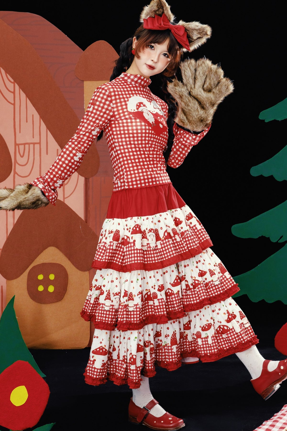 Hand-Painted Red Mushroom Top