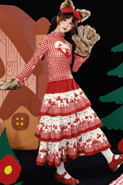 Hand-Painted Red Mushroom Top