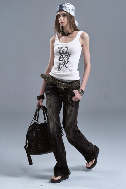 Leopardenmuster-Retro-Stretch-Tanktop