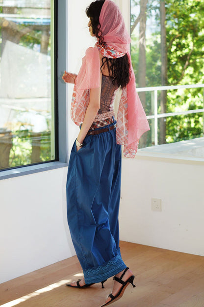 Retro Solid Color Balloon Pants