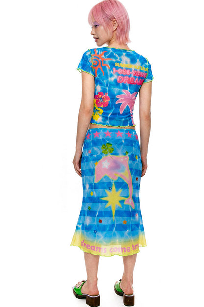 Dopamine Mesh Fishtail Skirt Set-Up
