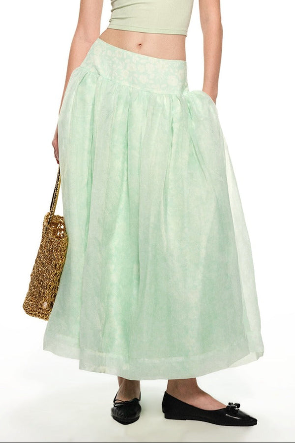 Mint Green Knitted Lace Tube Top, Pants and Skirt Set-Up