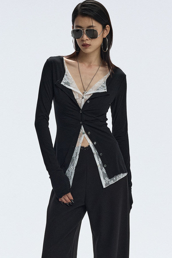 Lace Ruffle Two-Piece Cardigan