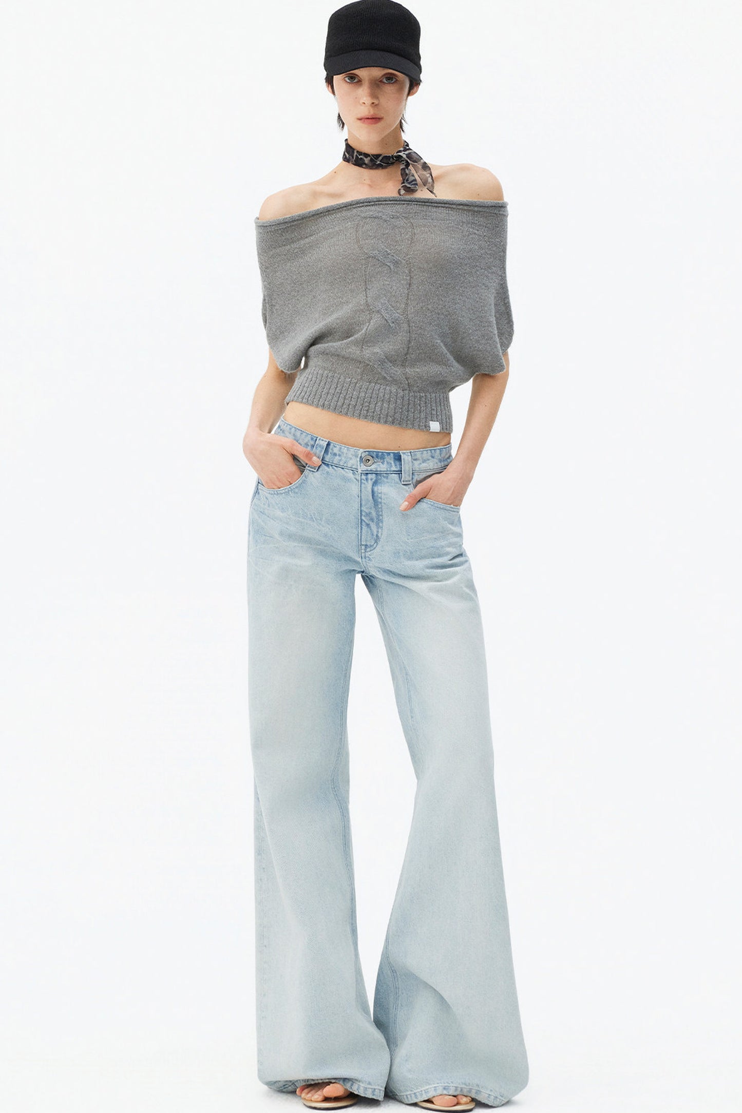 Light Blue Wide-Leg Denim Pants
