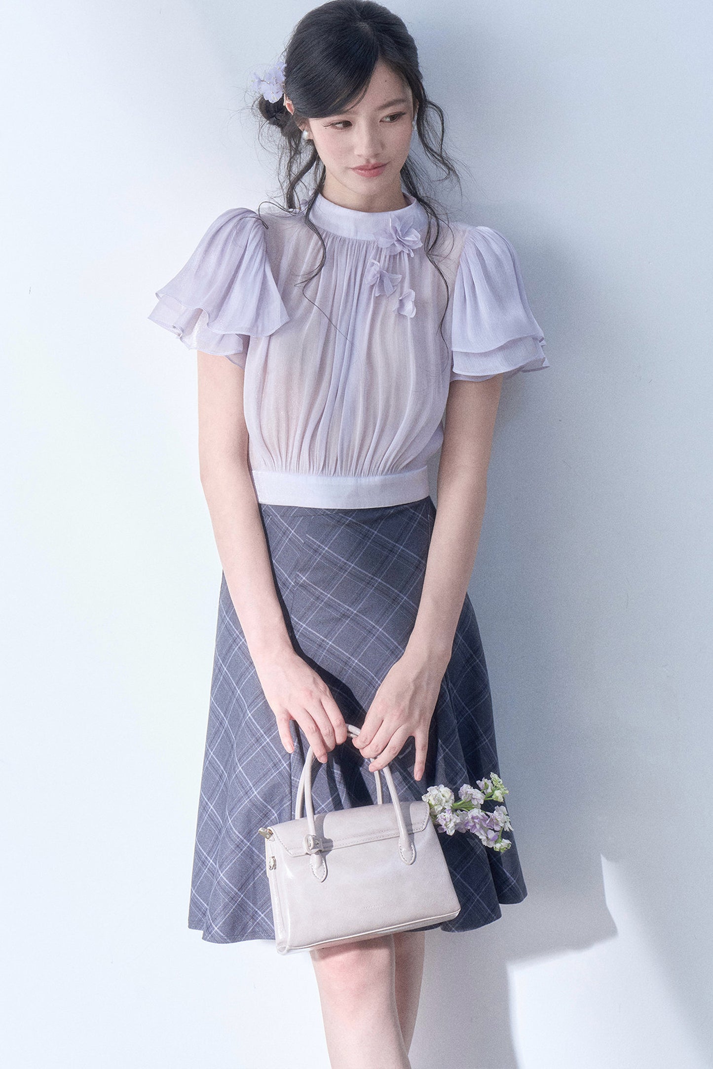 Floral Petal Flutter Sleeve Top Set-Up