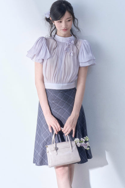 Floral Petal Flutter Sleeve Top Set-Up