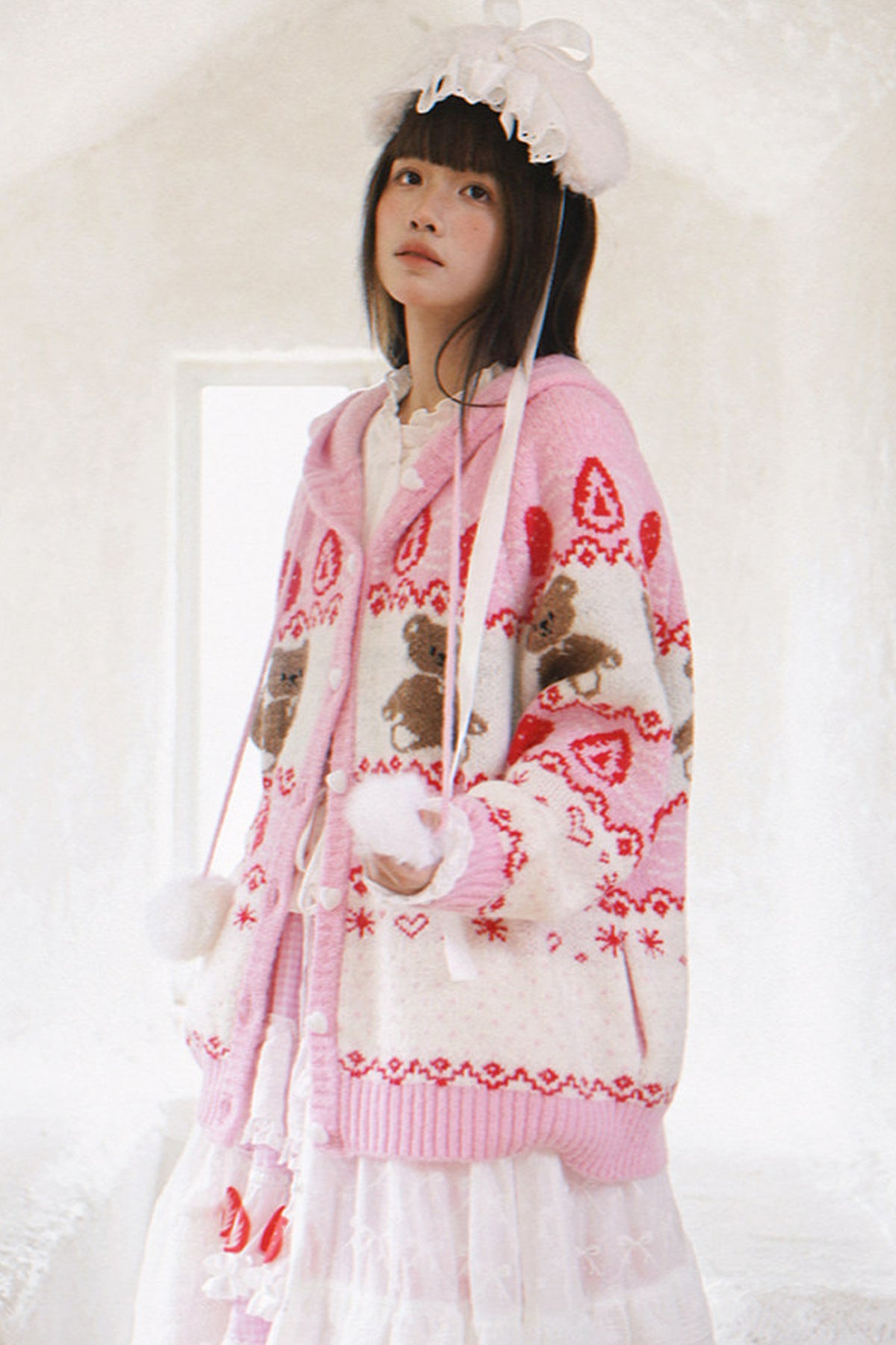 Strawberry Bear Fair Isle Cardigan