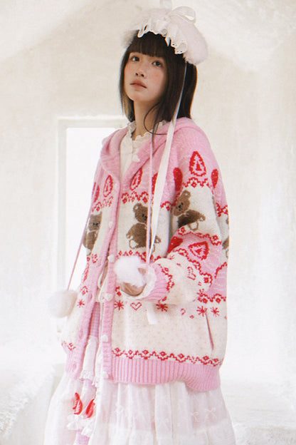 Strawberry Bear Fair Isle Cardigan
