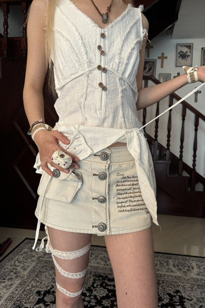 Medieval Buttoned Letter Skirt