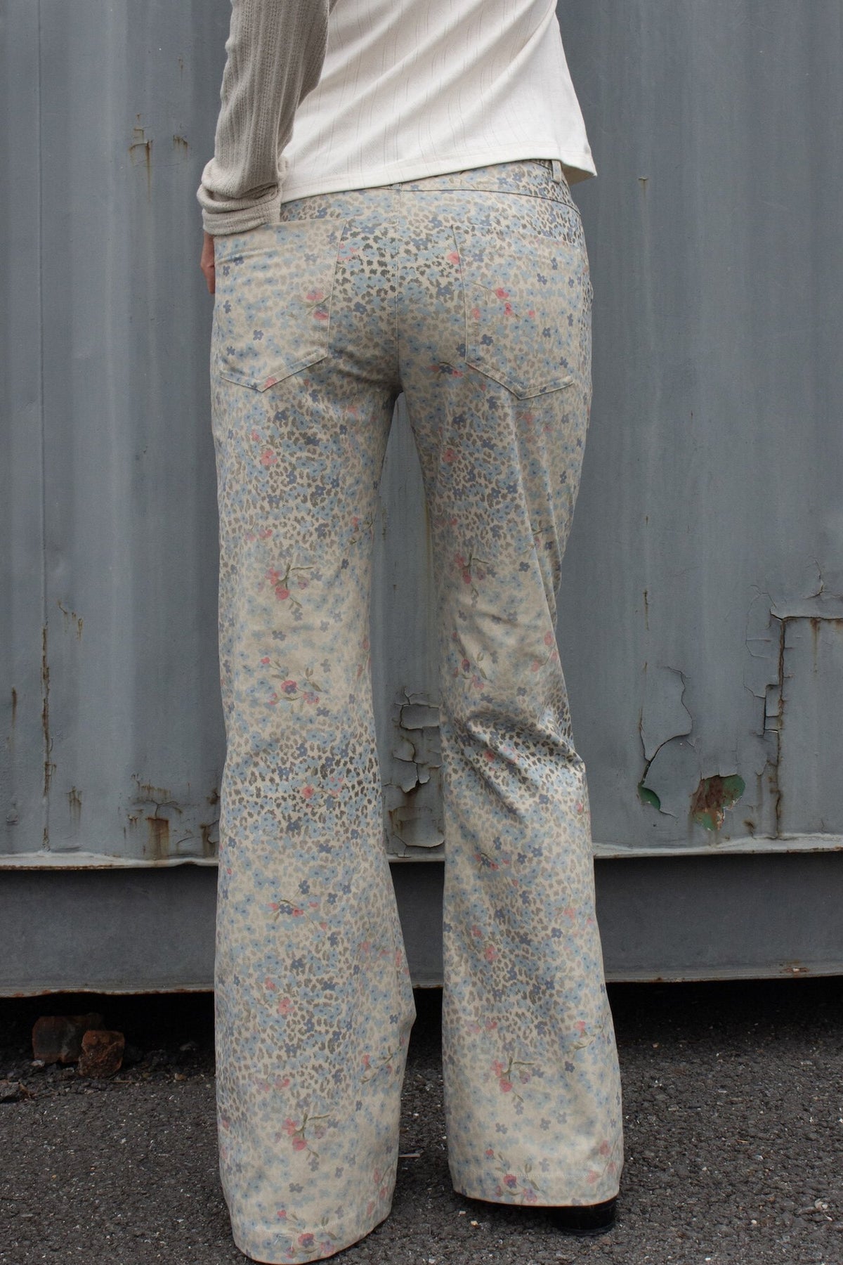 Leopard Floral Print Flared Pants