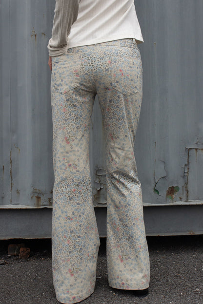 Leopard Floral Print Flared Pants