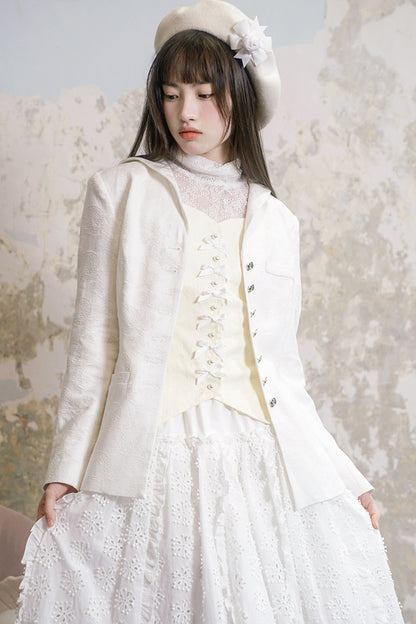 Butterfly Buckle Jacquard Cotton Vest