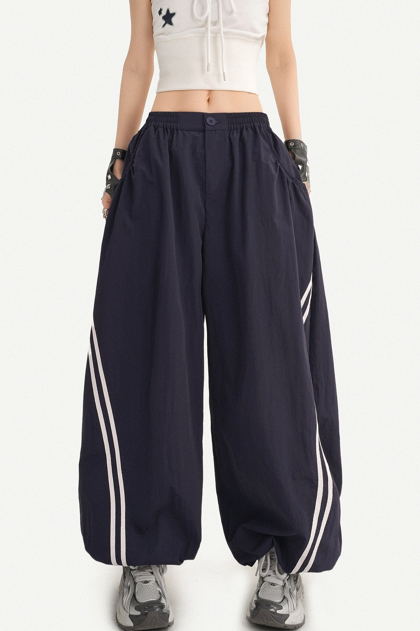 Navy Blue Wide-Leg Pants