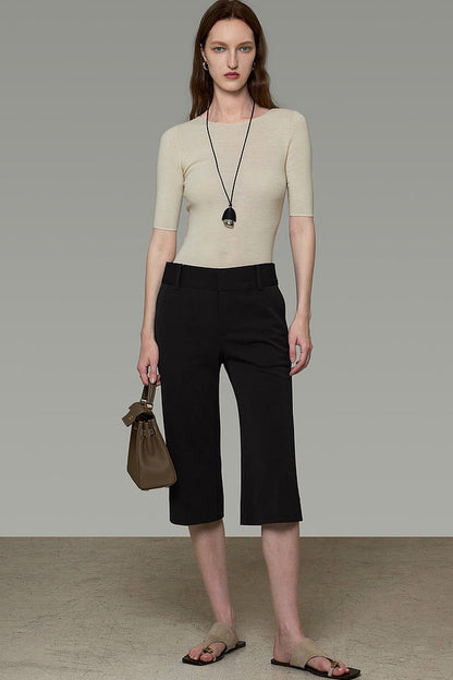 High-Waisted Straight-Leg Cropped Pants