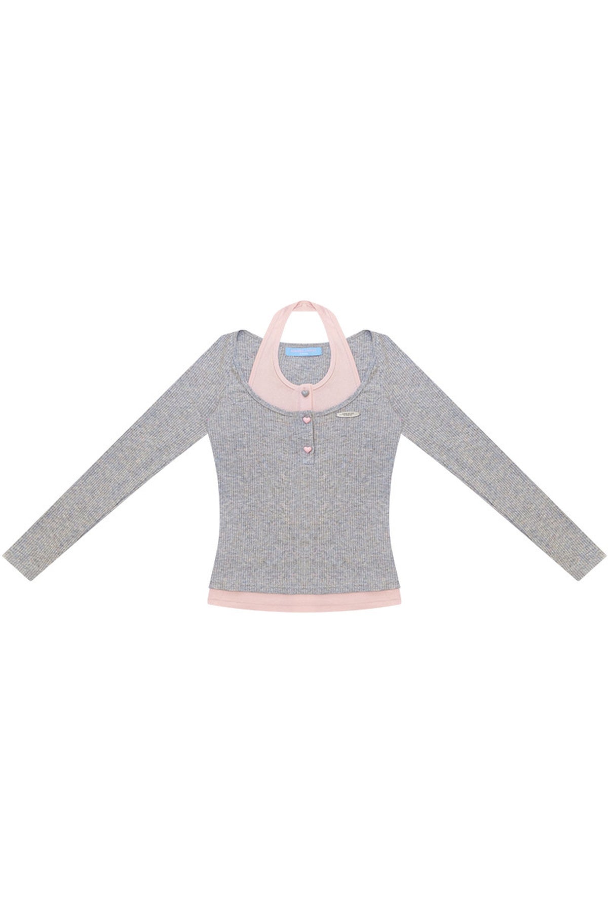 Layered-Look Long Sleeve Knit Top