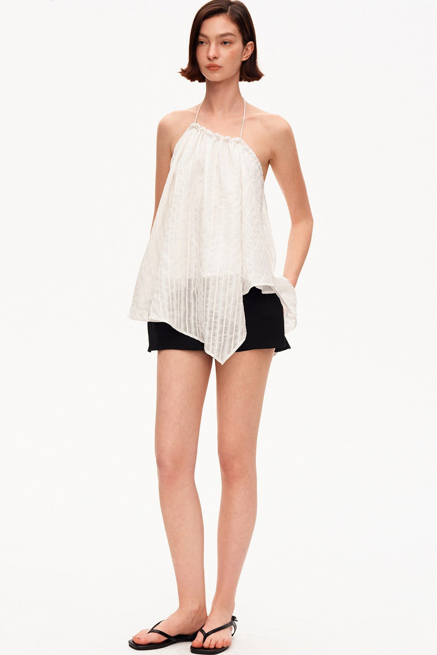 Textured Ruched Cotton Camisole