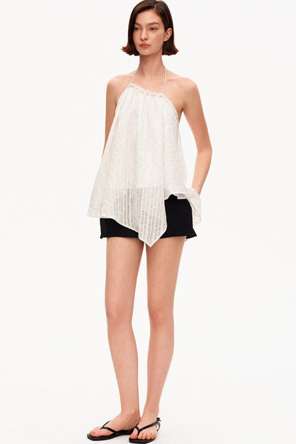 Textured Ruched Cotton Camisole