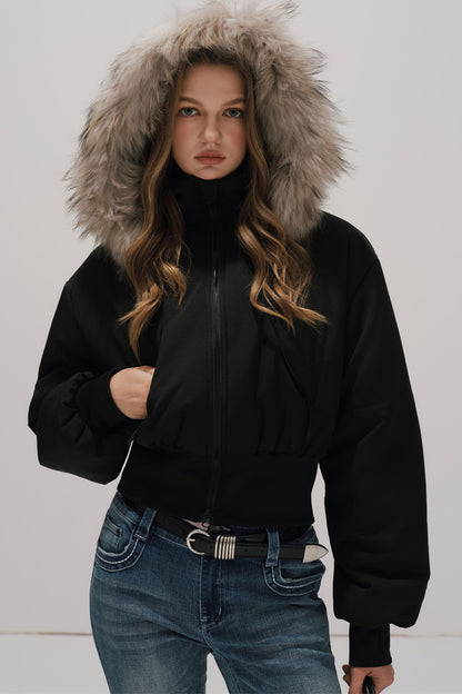 Black Winter Cotton Coat