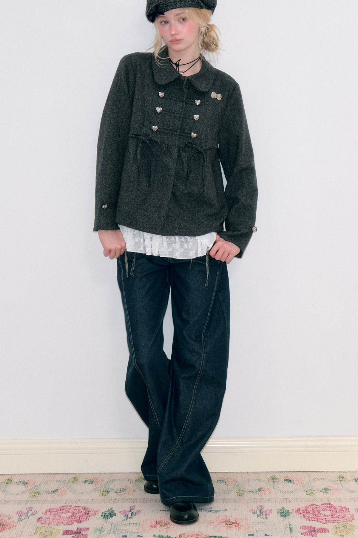 Doll Collar Bow Wool Coat