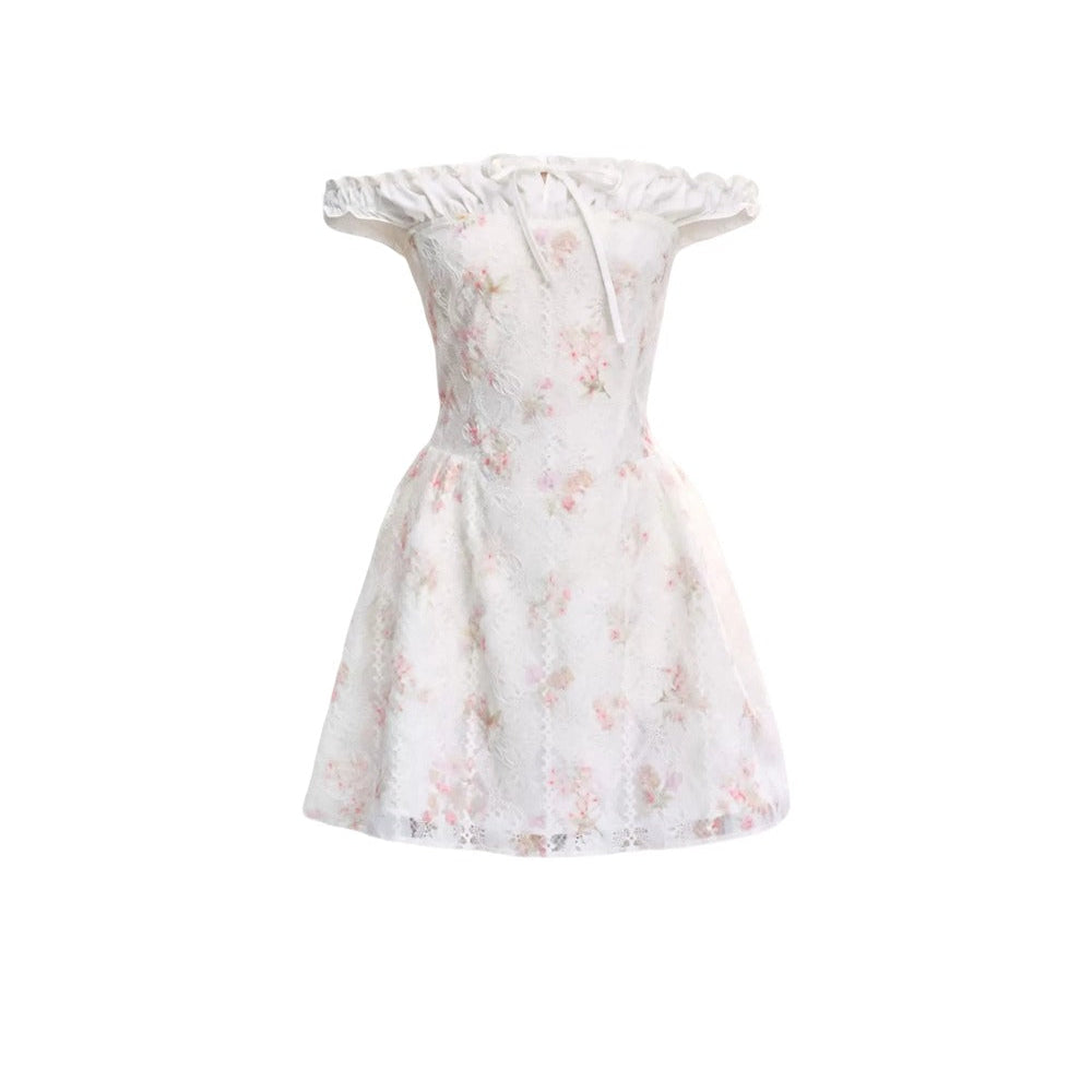 Floral Patchwork One-Shoulder Dress