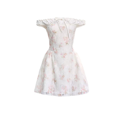 Floral Patchwork One-Shoulder Dress