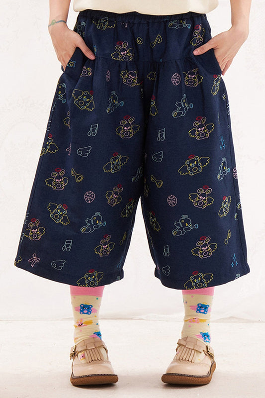 Pantalon capri à broderie épaisse Animal Angel