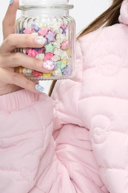 Strawberry Swirl Quilted Hooded Jacket