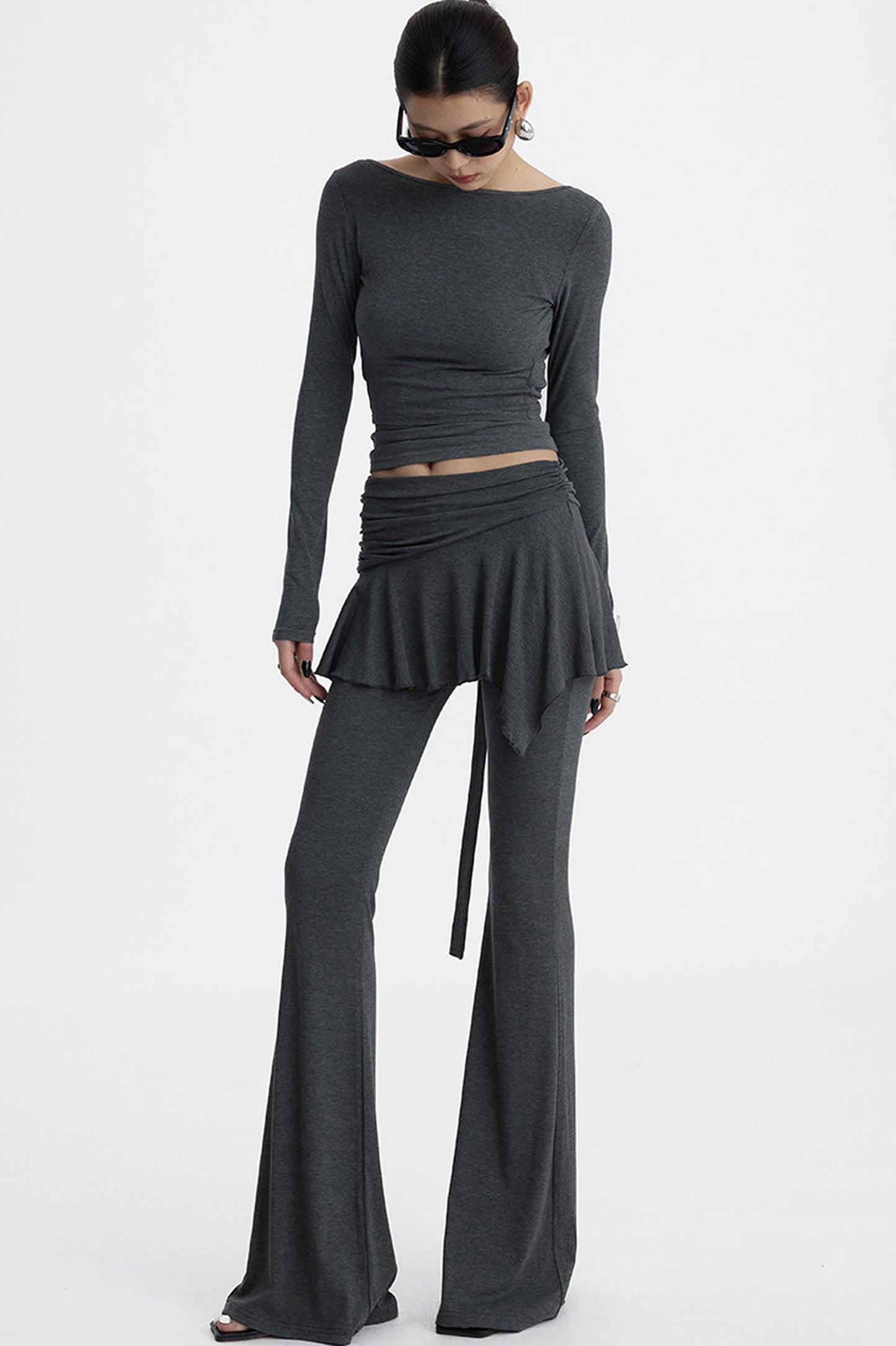 Faux Two-Piece Lyocell Flared Pants Set-Up