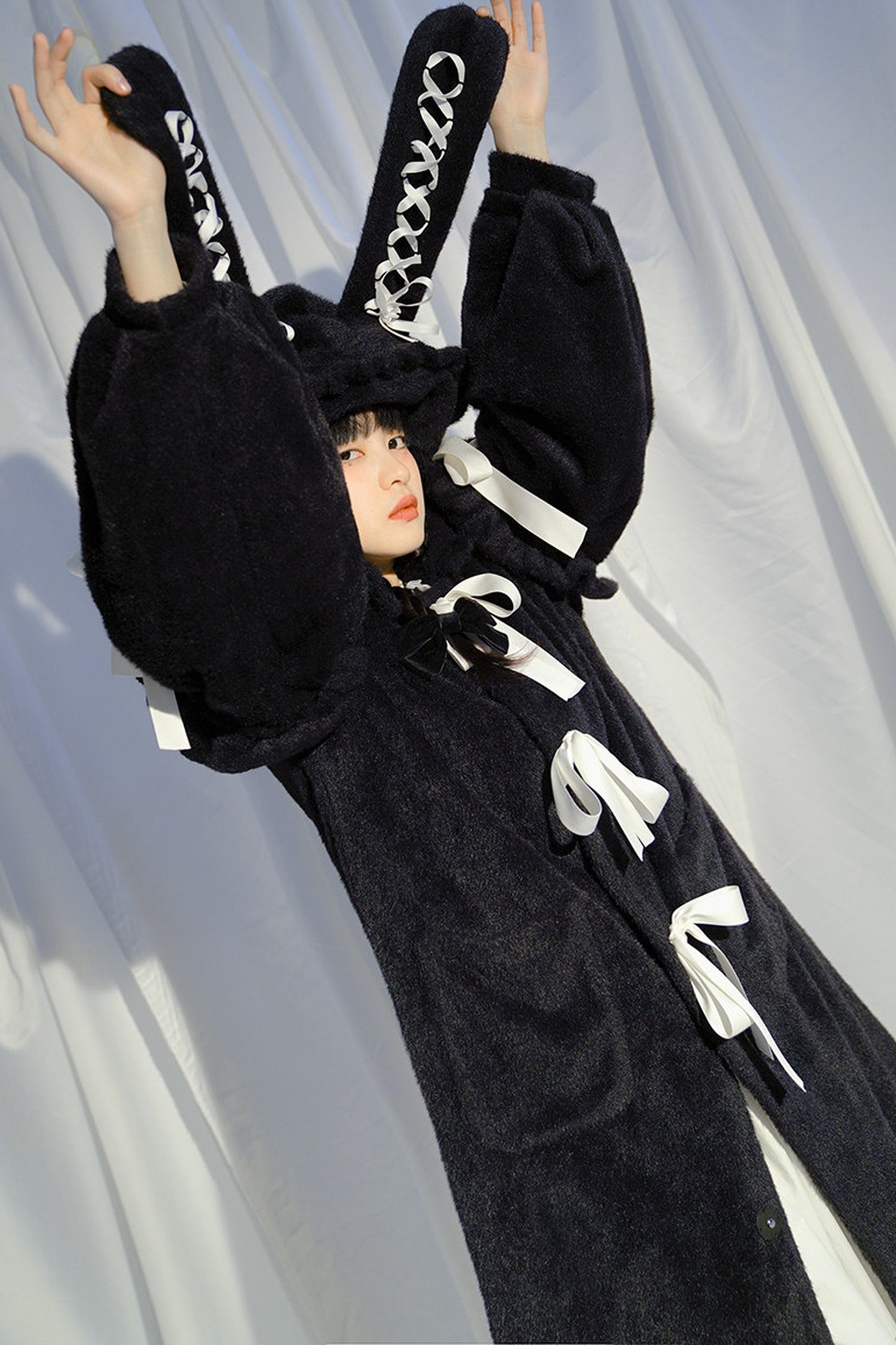 Bunny Ear Fluffy Bow Coat
