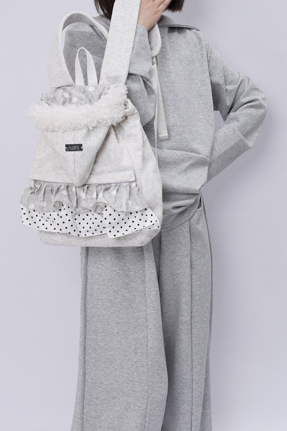 Furry Pleated Ballet Backpack