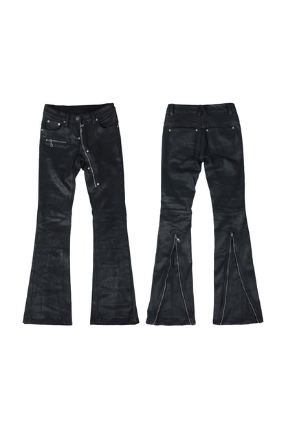 Deconstructed Wax Coated Denim Pants