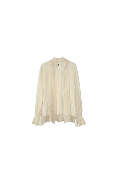 Moonlight Waterfall Long-Sleeve Ribbon Top and Skirt Set-Up